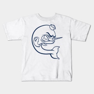 Angry Narwhal - Navy Outline Kids T-Shirt